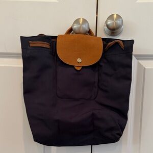 Longchamp stylish Navy and Brown women’s backpack